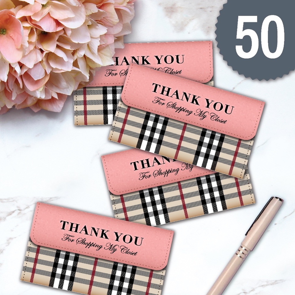 Poshmark Plaid Thank You Card & Sticker Combo (50) - Picture 2 of 4